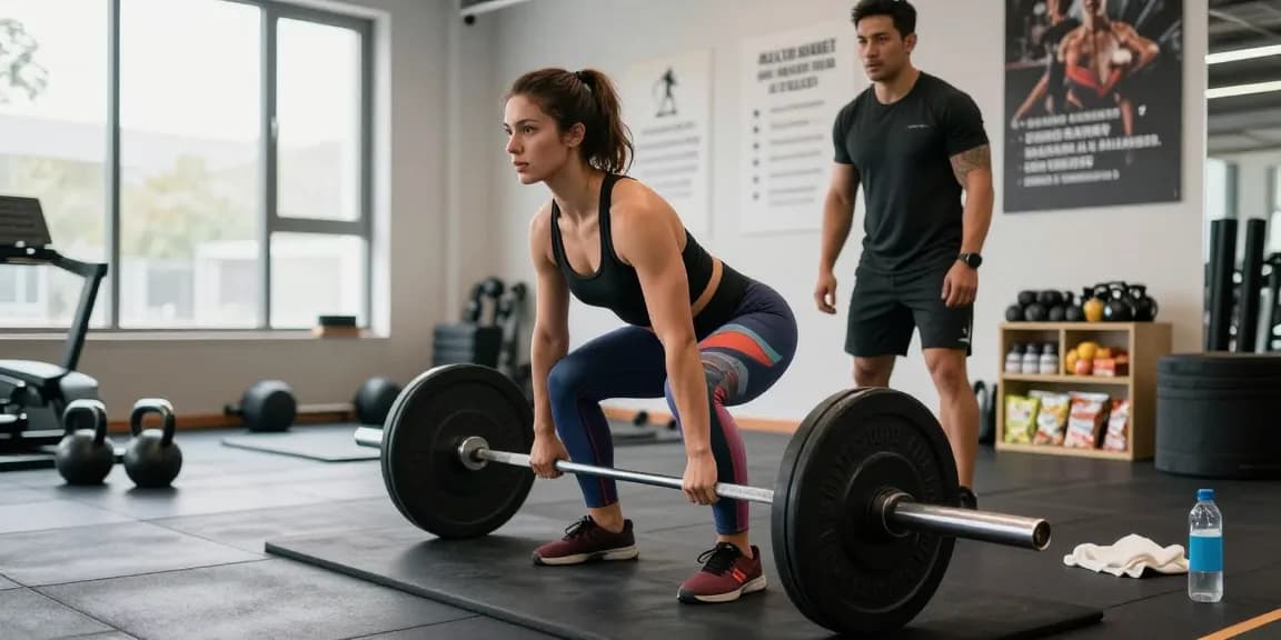 Fitness-Enthusiast hebt Gewichte im Steroidshop-Fitnessstudio und zeigt Stärke und Hingabe.