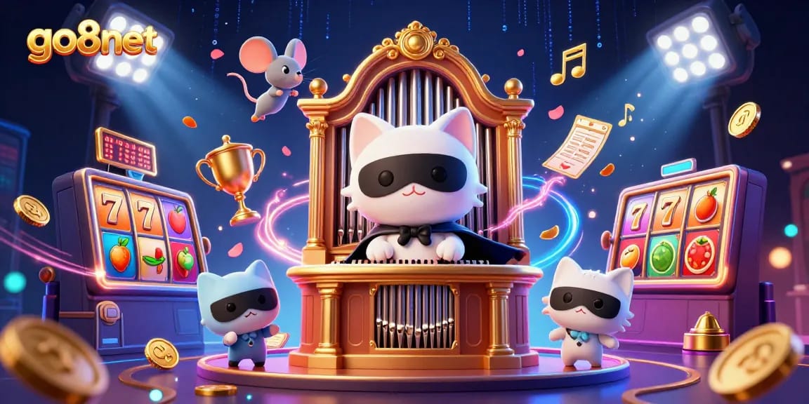 Immerse in the vibrant world of go8net with a dynamic 3D casino illustration featuring slots and engaging characters.