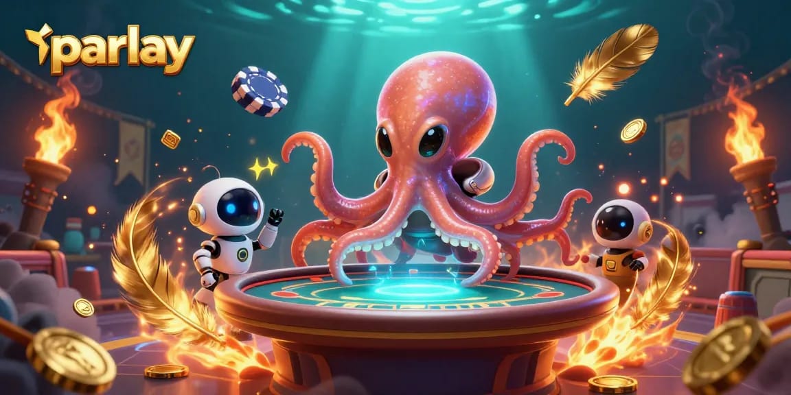 Parlay your bets with an alien octopus mastering poker at a vibrant cosmic casino.