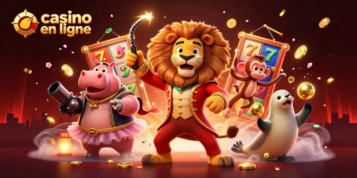 Amusez-vous avec casino en ligne grâce à un lion maître de cérémonie, un hippopotame en tutu et plus dans un décor vibrant.