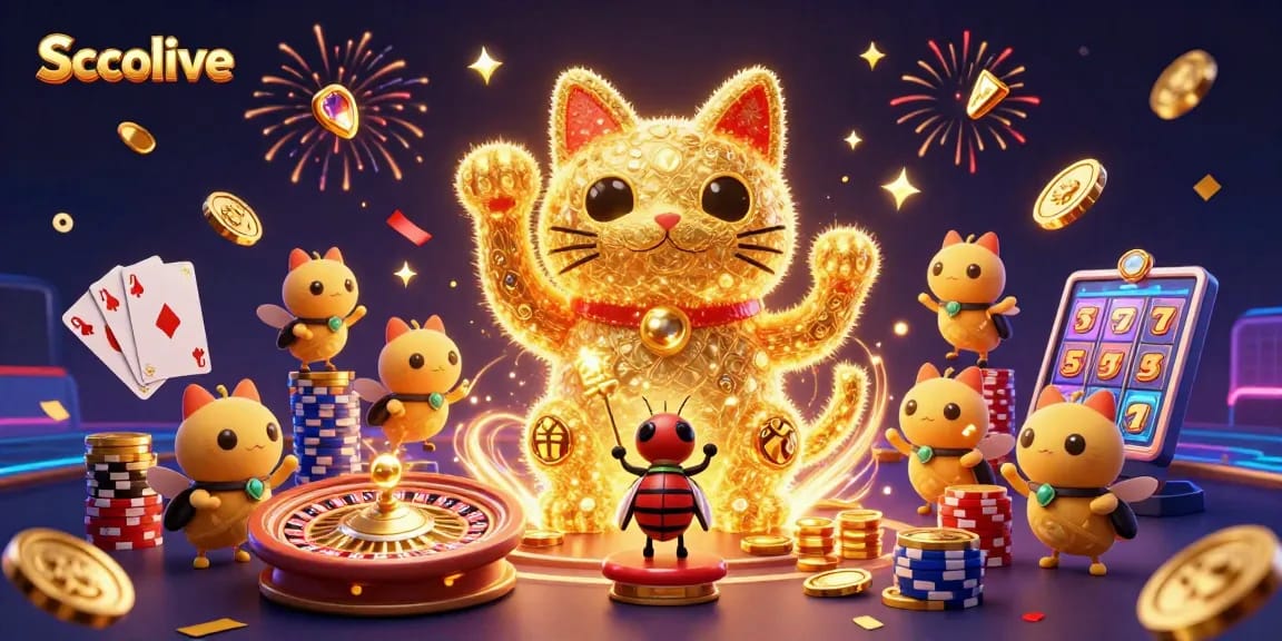 Socolive engages players with immersive casino-themed visuals featuring a golden lucky cat and dynamic betting elements.
