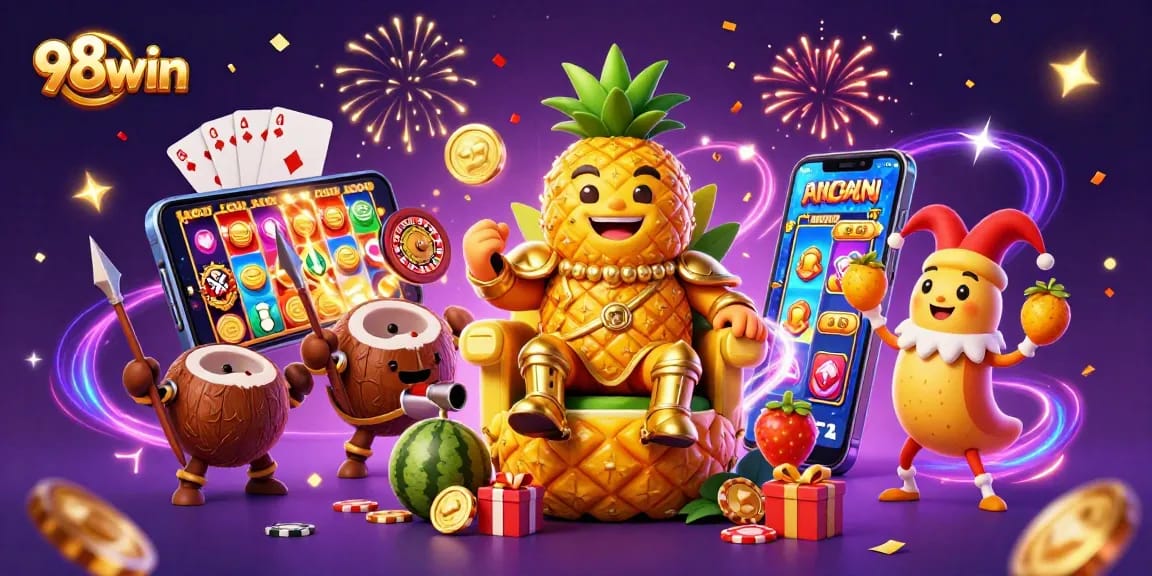 Spin and win big with 98win at this vibrant online casino featuring exciting characters and games!