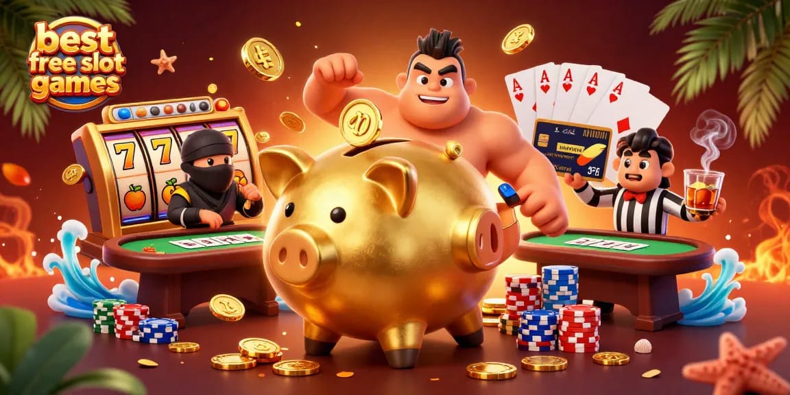 Engaging scene of best free slot games featuring vivid characters and dynamic casino elements.