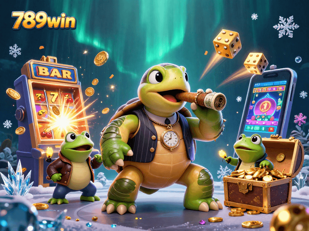 Experience thrilling casino adventures at 789win with a vibrant 3D gaming illustration.