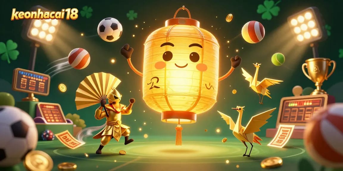 Bet on keonhacai 18 with vibrant sports betting action in an engaging 3D casino illustration.