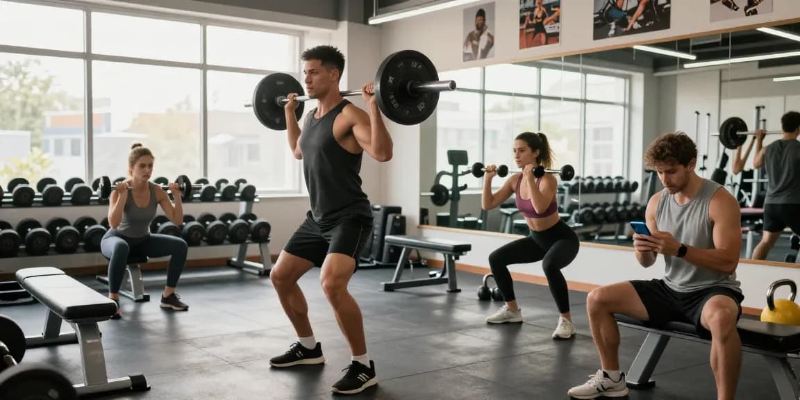 Bodybuilders training at the Anabolika Shop gym, showcasing determination and fitness in a vibrant studio setting.