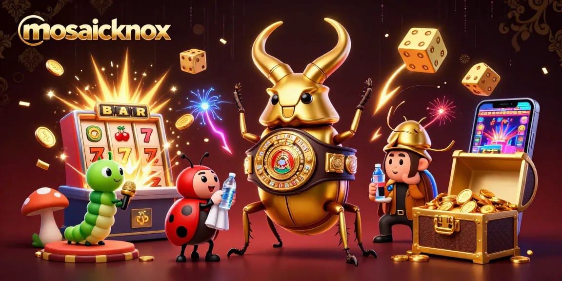 Spin and win at mosaicknox with thrilling neon casino action featuring vibrant characters.
