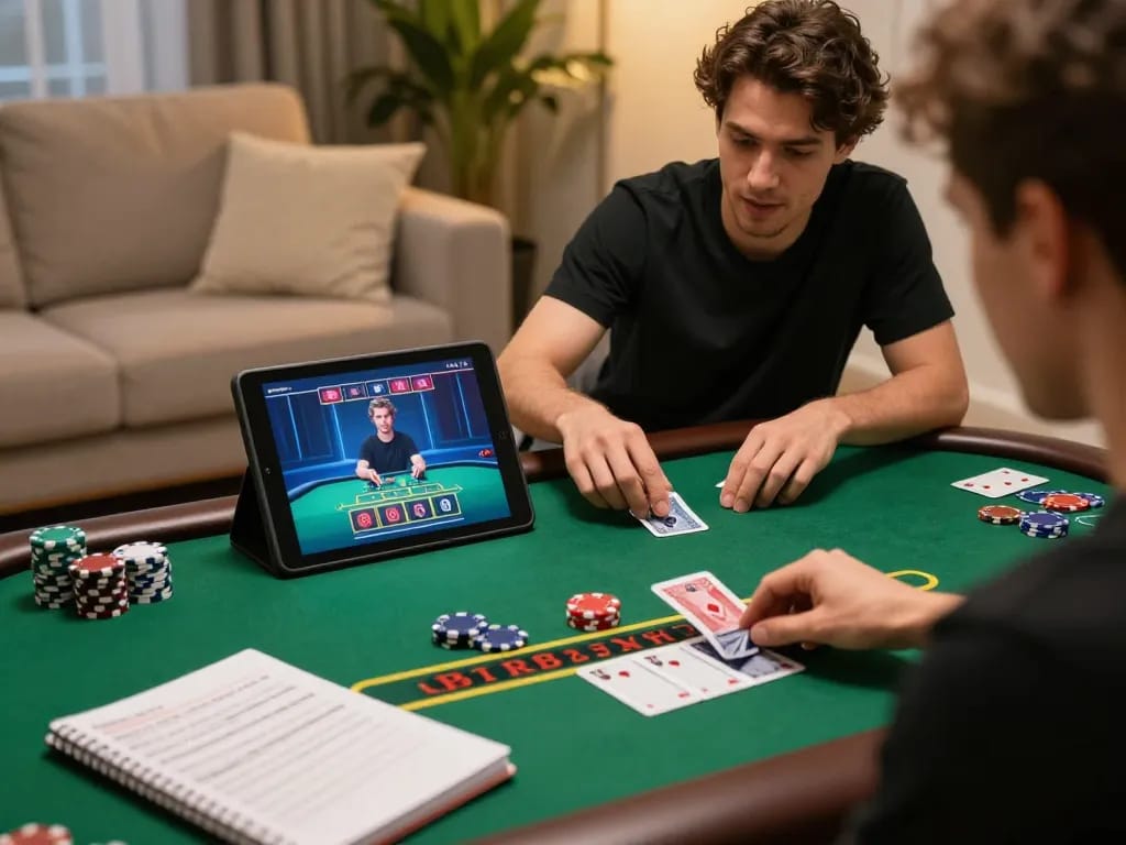 Experience intense gameplay with 78WIN in an online blackjack game setup showcasing strategy.
