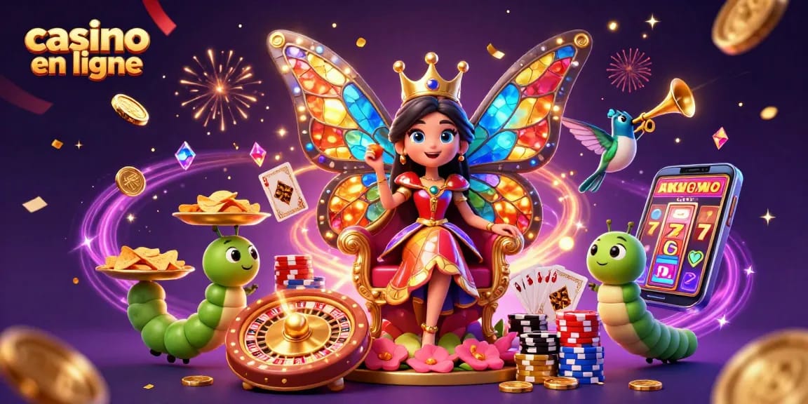 Gagnez à casino en ligne avec une illustration 3D magique des jeux de hasard.