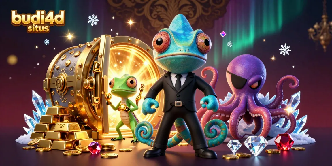 Experience thrilling gaming with budi4d situs, featuring vibrant characters and dynamic casino elements.