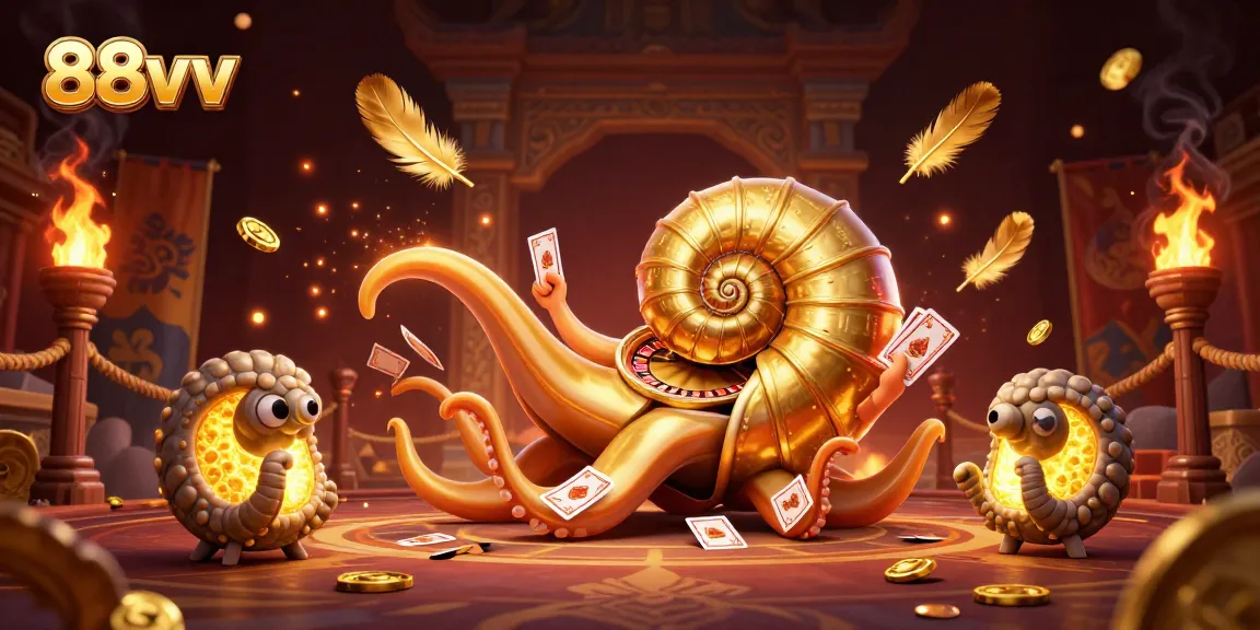 Engage with the vibrant world of 88vv, featuring an ancient nautilus navigating a casino adventure.
