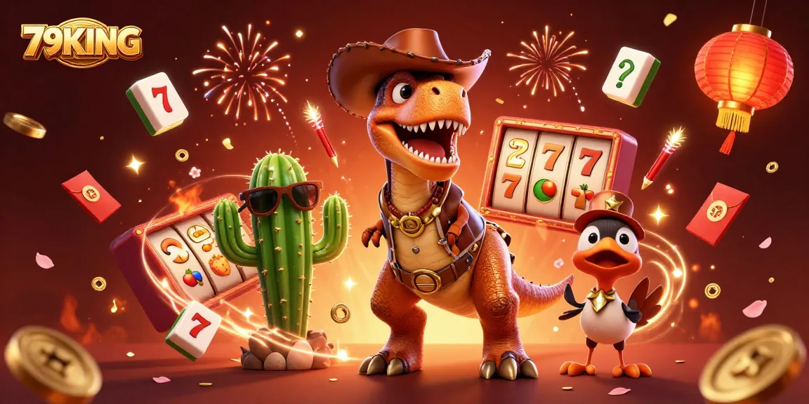Spin the 79KING slots with a dynamic T-Rex and friends, celebrating big wins!