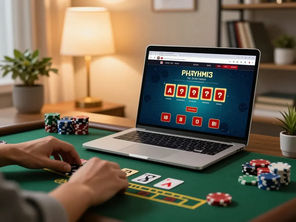 Player immersed in an online blackjack game at XX 88, showcasing strategic gameplay in a cozy home setting.