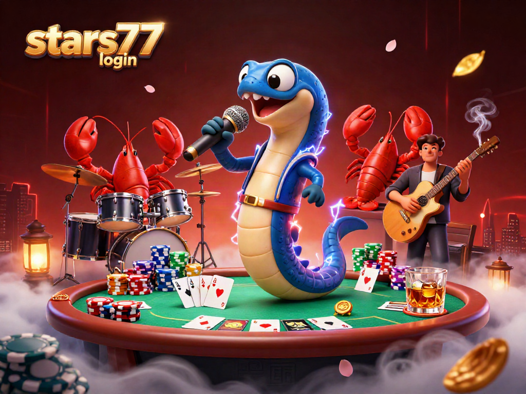 Masuk ke stars77 login dengan kegembiraan dalam ilustrasi kasino bawah laut yang penuh warna dan energi.