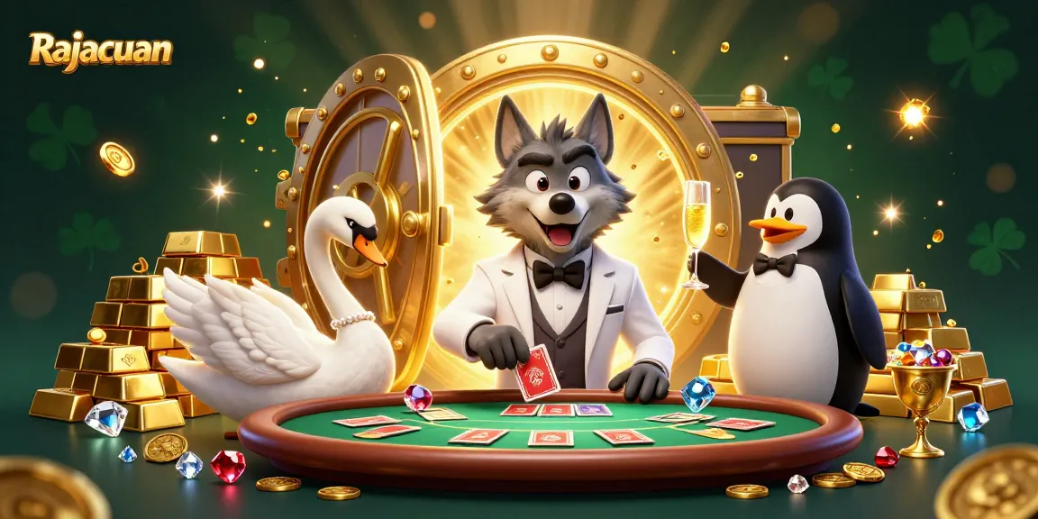 Rajacuan menghadirkan momen elegan di kasino dengan karakter 3D berjudi di meja baccarat.