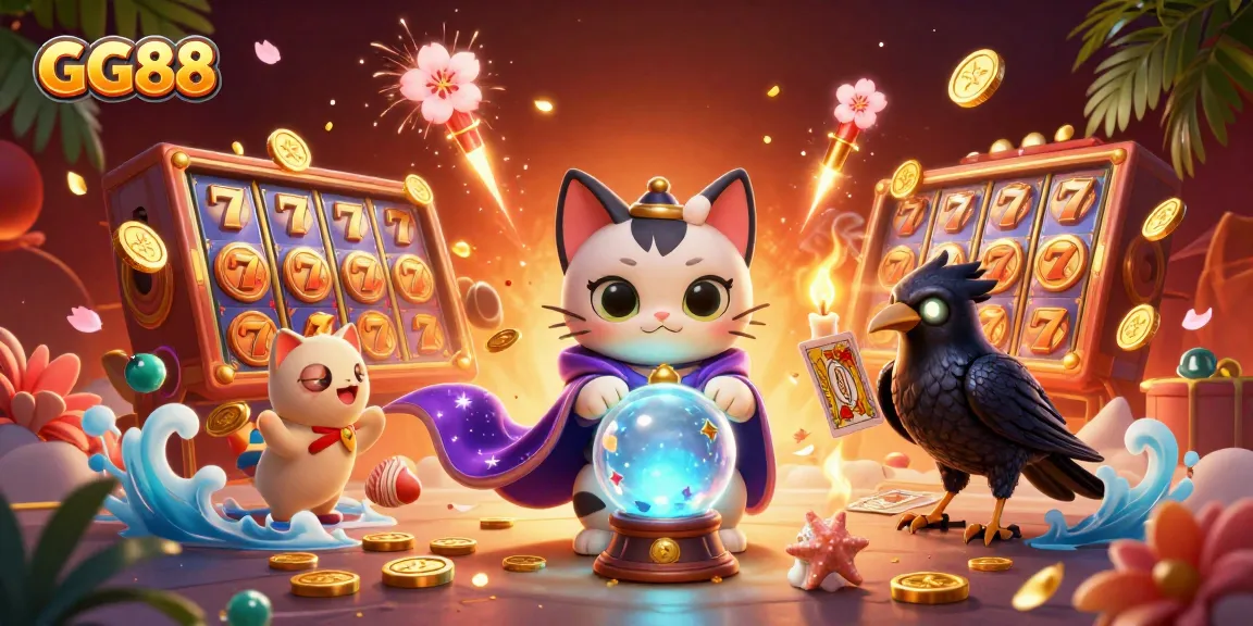 Engage with GG88's vibrant casino world featuring animated characters and gaming elements.