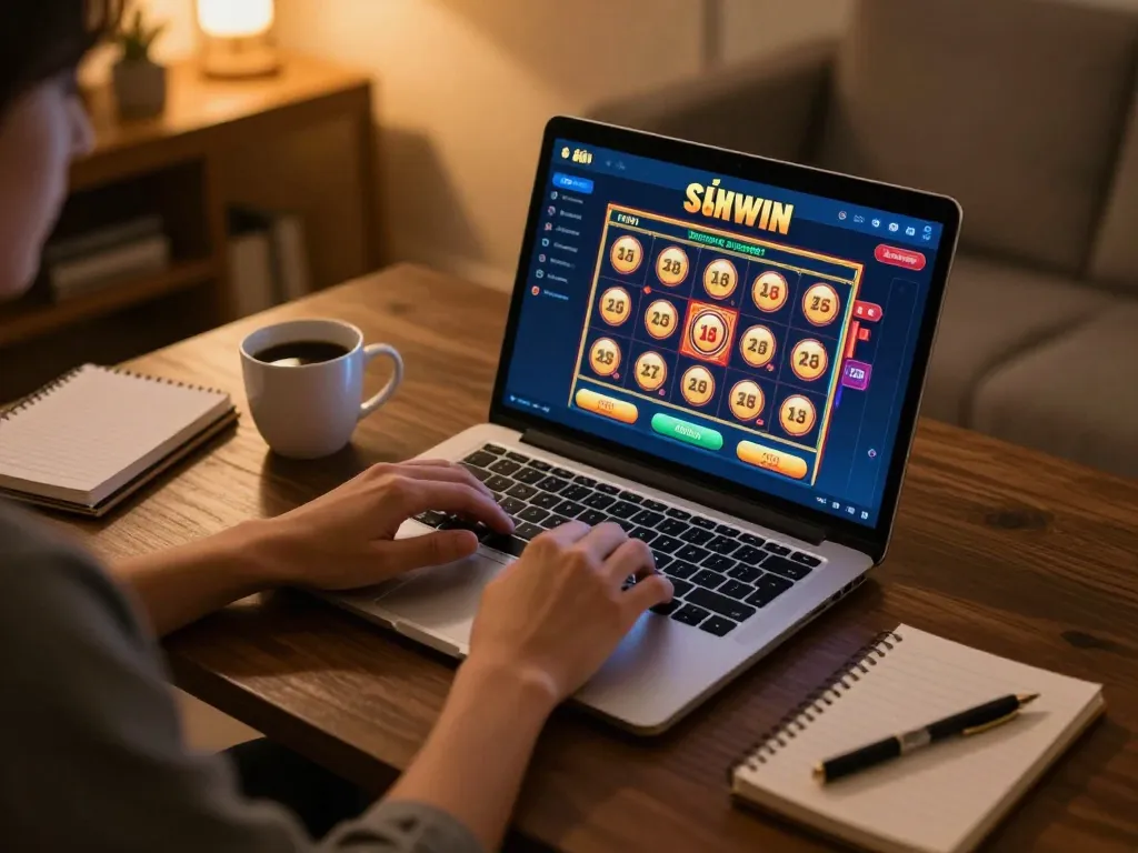 TẢI SUNWIN app displayed on a laptop screen during engaging online casino gameplay.