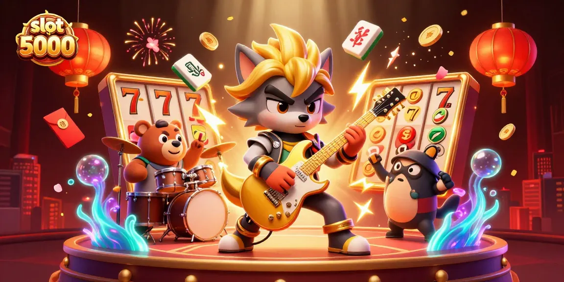 Slot deposit 5000 menyajikan ilustrasi 3D berwarna cerah dengan karakter permainan kasino yang dinamis.