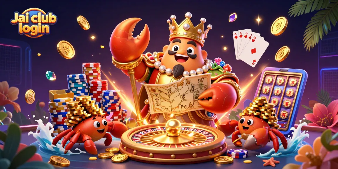 Engage with Jai club login as a cartoon crab emperor leads a heist of treasures and games.