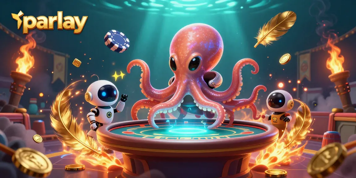 Parlay your bets with an alien octopus mastering poker at a vibrant cosmic casino.