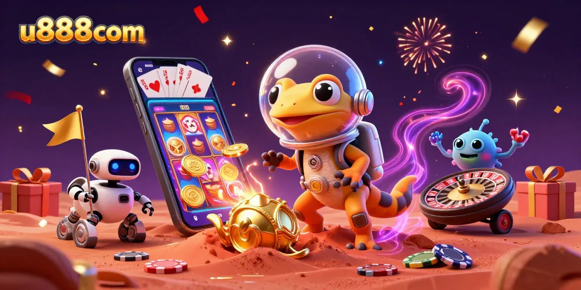 Experience fun with u888com as the Martian gecko uncovers a hidden golden casino adventure.