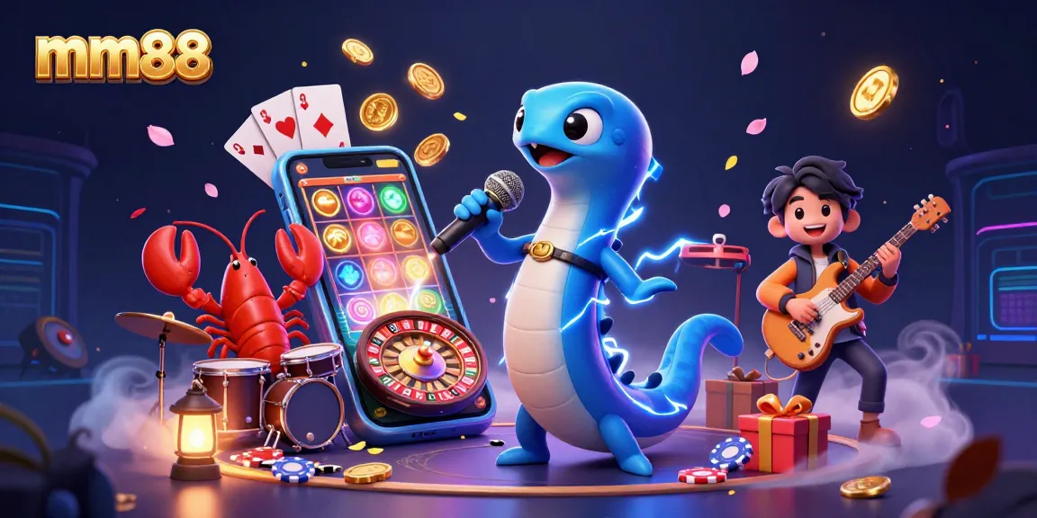 Engage with mm88 in an underwater casino scene with vibrant characters and exciting game elements.