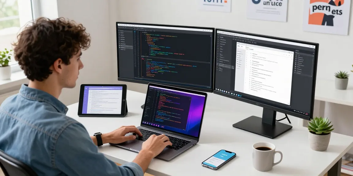 Dynamic software development workspace with Telegram notifications on screen at telegramin-cn.com