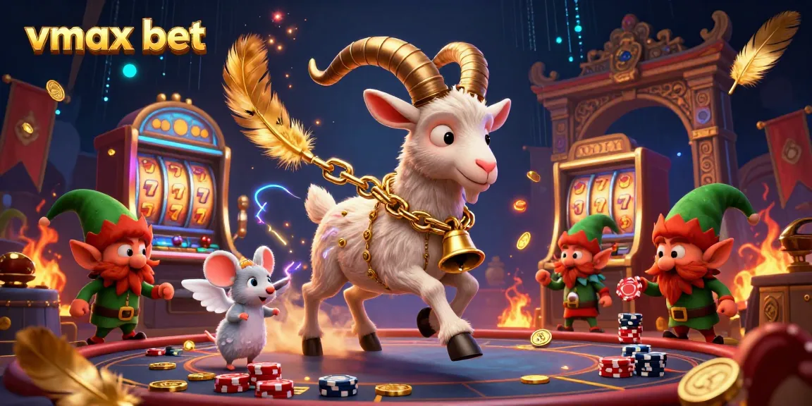 Experience the vmax bet excitement with engaging gameplay, golden tokens, and festive characters in a dynamic casino scene.