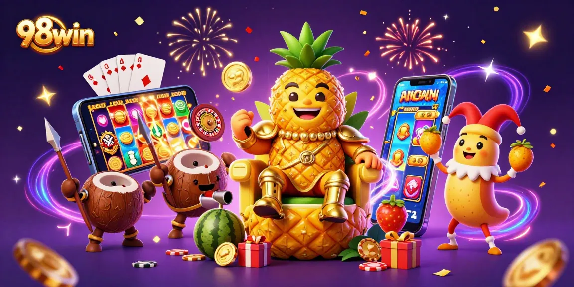 Spin and win big with 98win at this vibrant online casino featuring exciting characters and games!