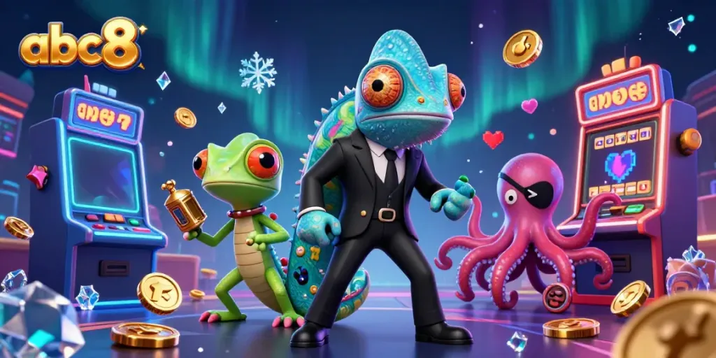 Experience thrilling slot action at abc8 with vibrant characters and colorful gaming elements.