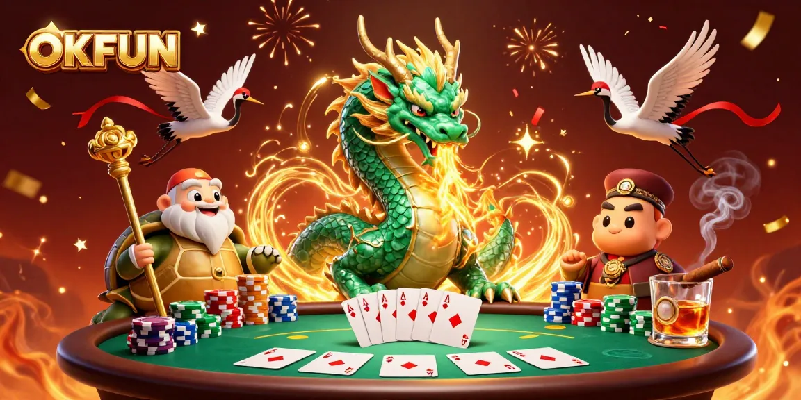 Experience thrilling poker action with OKFUN's vibrant casino scene and dynamic characters.