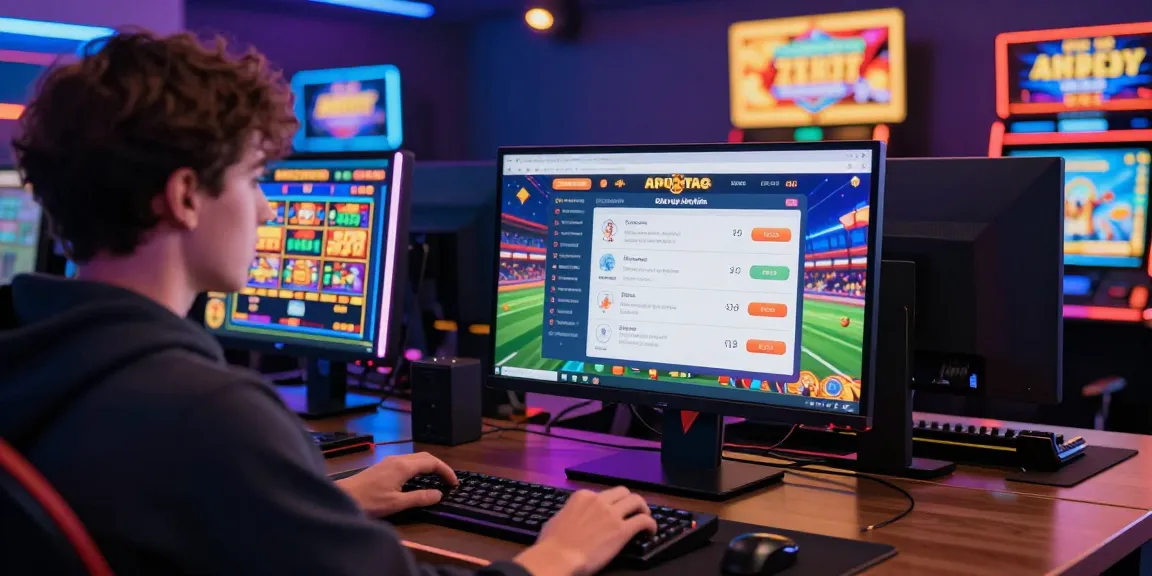 Engaging scene of pin up apuestas with colorful digital betting displays and excited player.