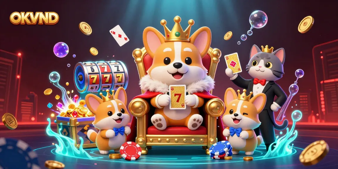 Experience exciting moments at OKVND with vibrant casino characters amidst thrilling slot action.
