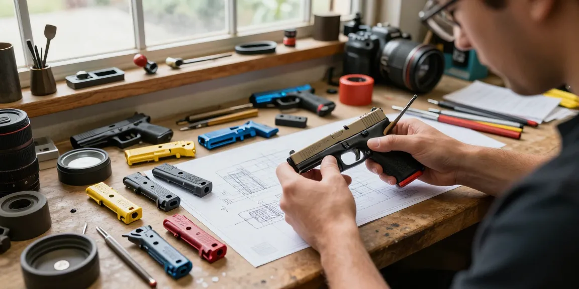 Custom Glock slides being expertly crafted at https://precisionglockslides.com in a professional workshop.