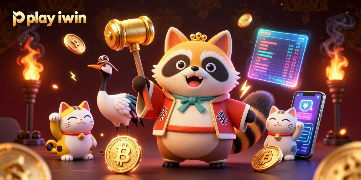 Play iwin and enjoy a vibrant casino experience with colorful characters and crypto elements.