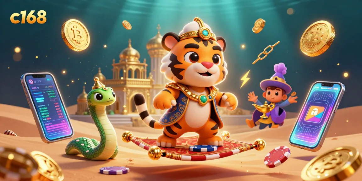 Experience thrilling gameplay at c168 with a vibrant online casino illustration full of dynamic elements.