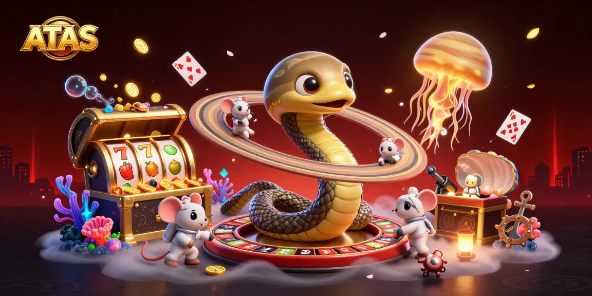 Experience ATAS with astronaut mice betting on Saturn's roulette rings in a dynamic cosmic casino scene.