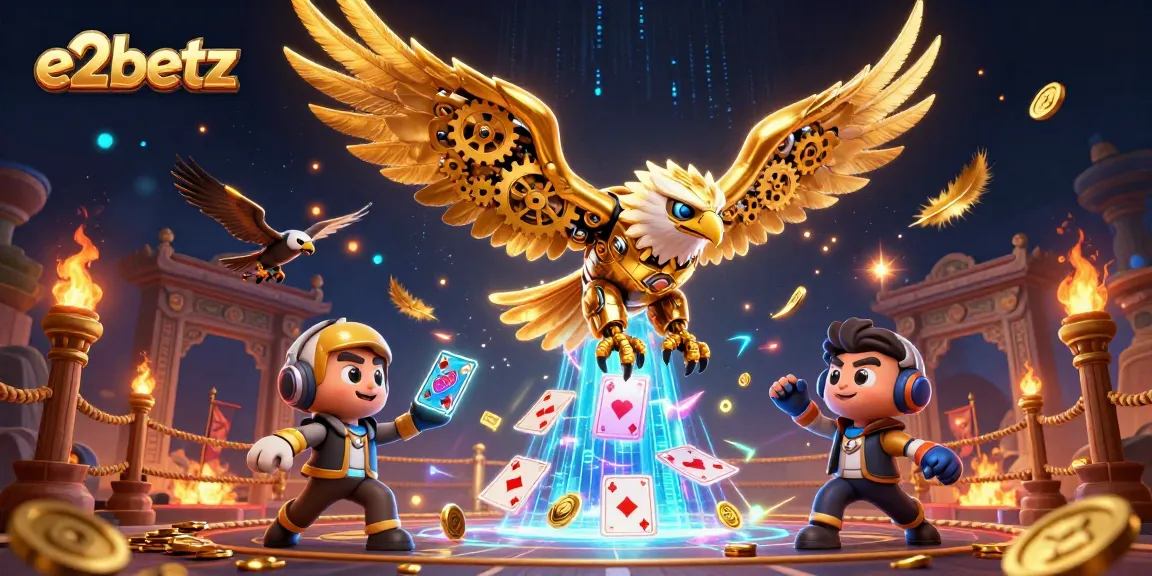 Experience thrilling gameplay with e2betz, featuring a majestic golden eagle in a dynamic casino scene.