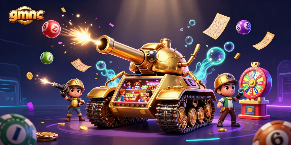 Experience vibrant gaming at gmnc with a lively digital casino tank and colorful lottery elements.