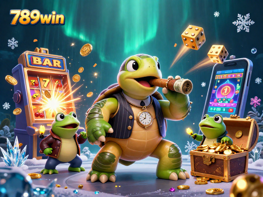 Experience thrilling casino adventures at 789win with a vibrant 3D gaming illustration.