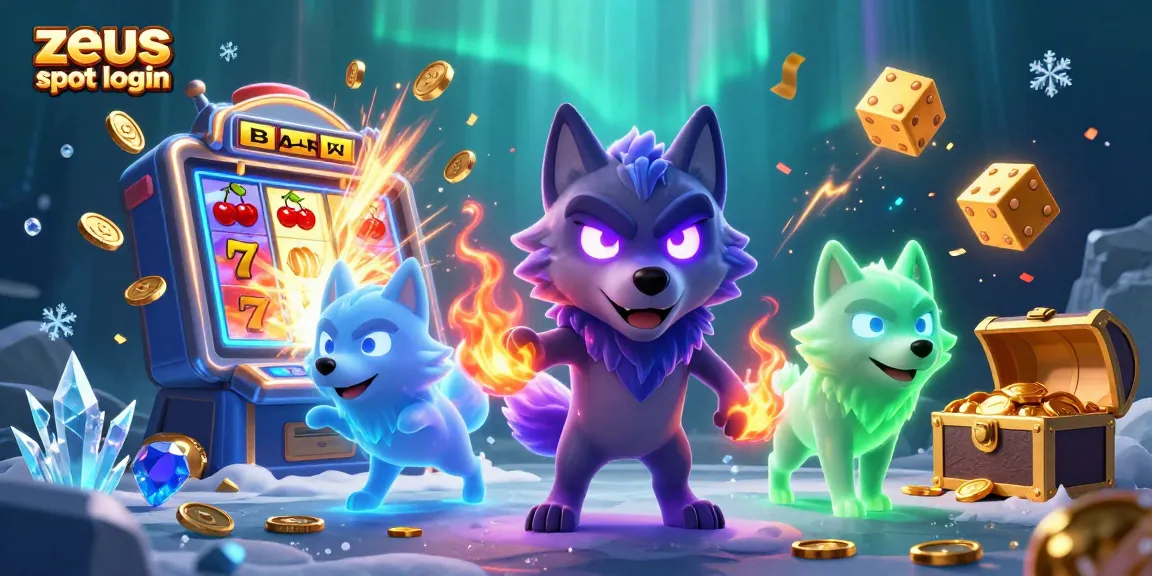 Experience thrilling wins with zeus slot login in an energetic 3D casino illustration featuring ghostly characters and jackpot symbols.