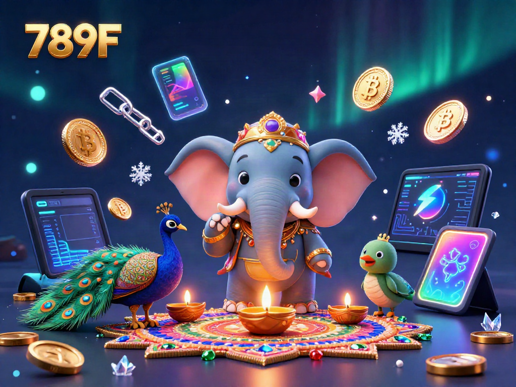 Experience thrilling gameplay at 789F with colorful decorations and casino symbols in a vibrant scene.