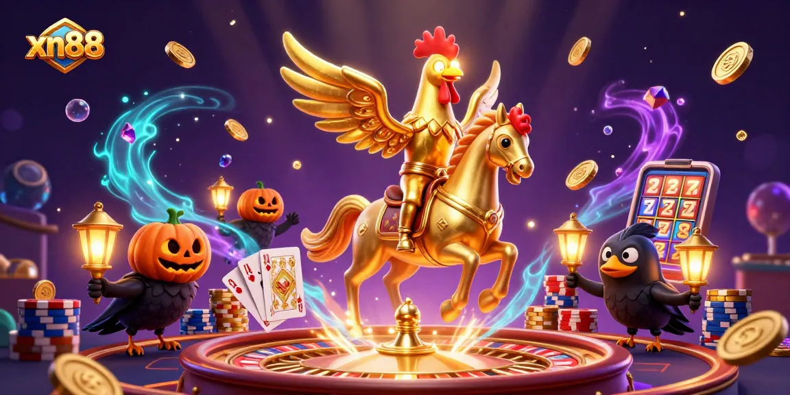 Join the thrilling world of xn88 casino with a dynamic 3D scene full of excitement and winning potential.