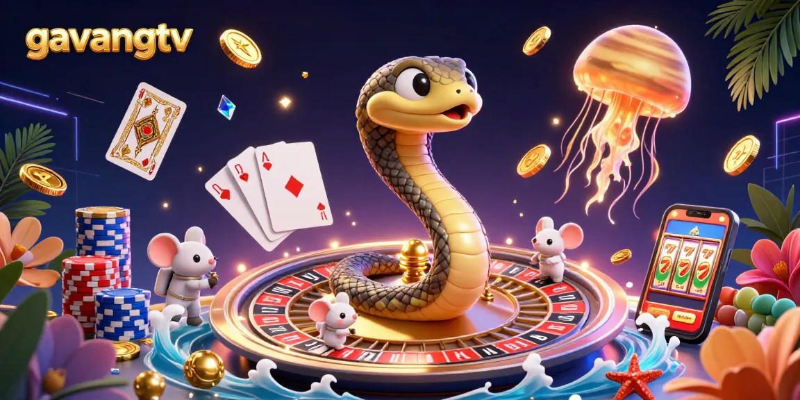 Place winning bets with gavangtv at a casino-themed cosmic roulette scene featuring vibrant characters and game elements.
