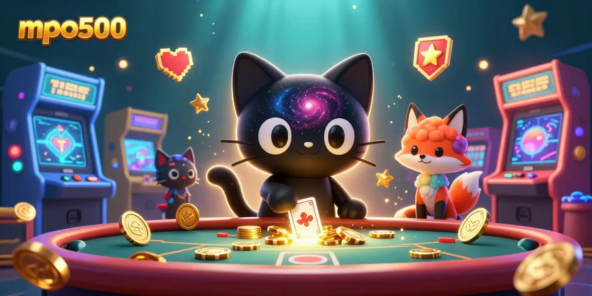 Engage with the mpo500 cosmic casino experience featuring a black hole cat and nebula fox amidst vibrant gaming elements.