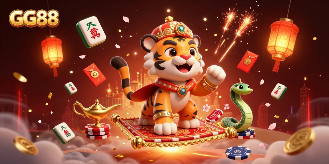 Activate winning strategies with GG88's vibrant gaming festival illustration featuring a sultan and genie.
