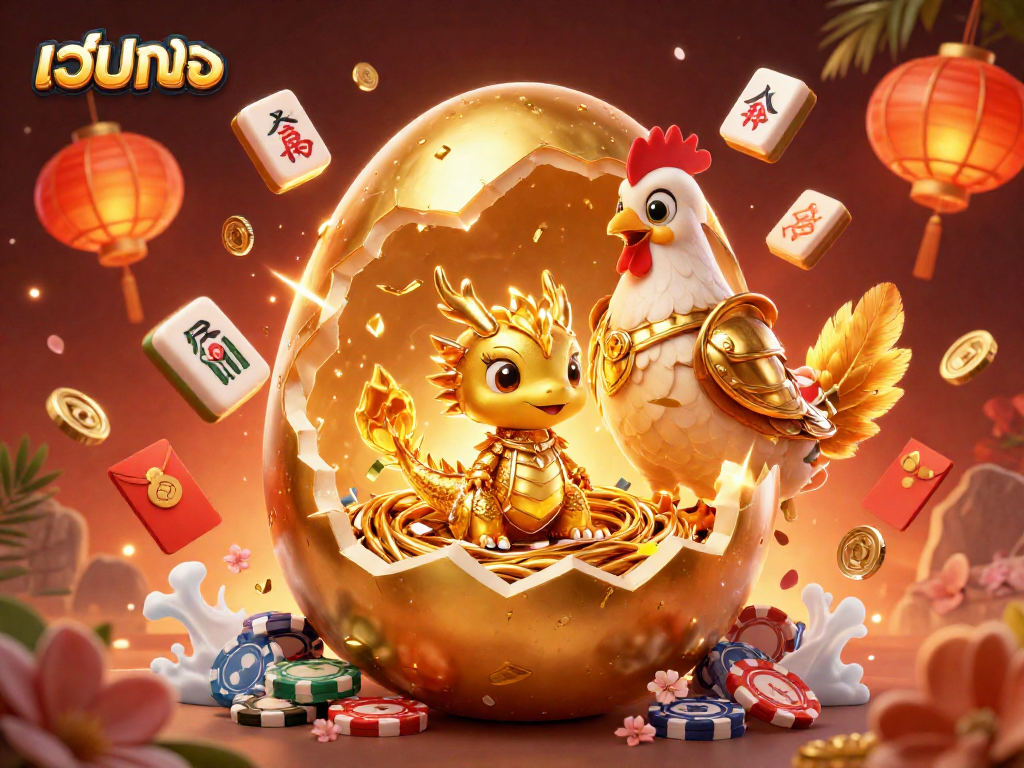 Spin and win with เว็บตรง featuring a golden dragon, poker chips, and festive casino elements.