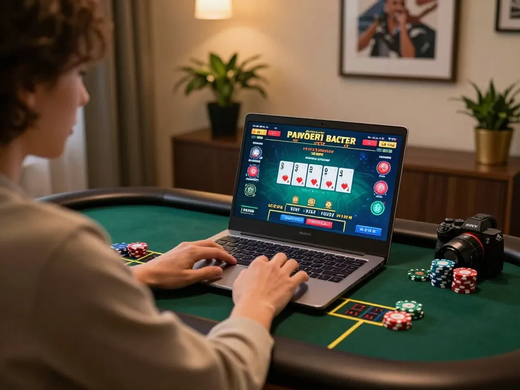 Engaged player enjoying live dealer baccarat on 79win's online platform, showcasing strategic gameplay.