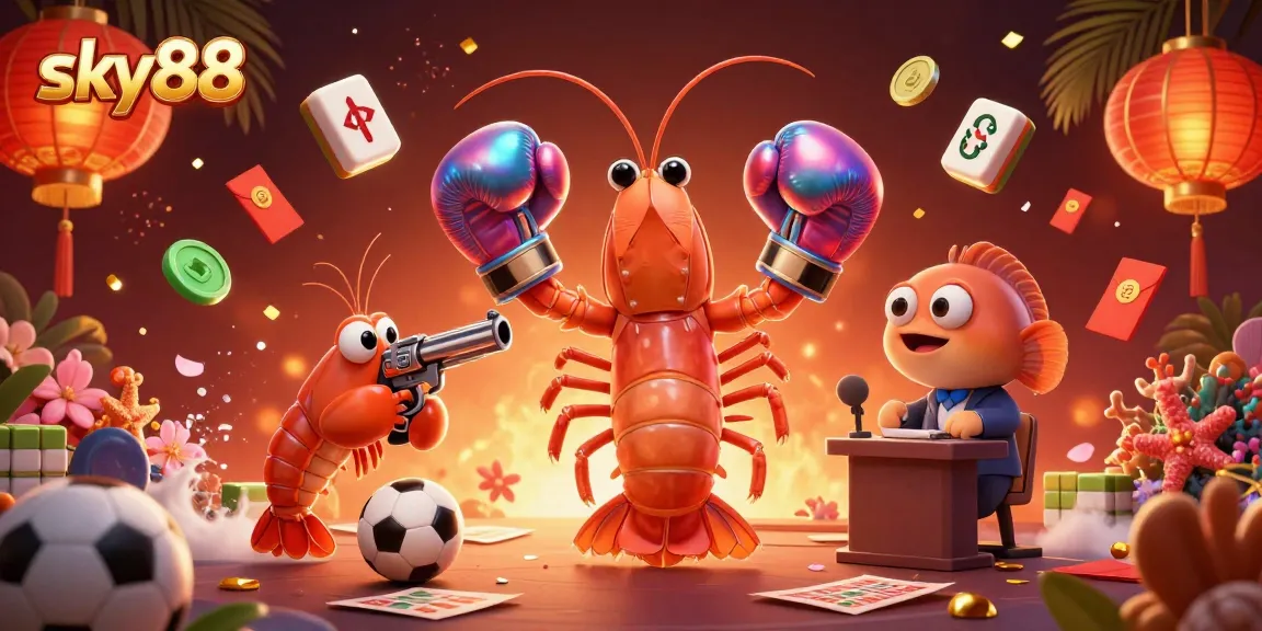 Engage in action with sky88 at the vibrant sports betting scene featuring lively characters and dynamic gambling elements.