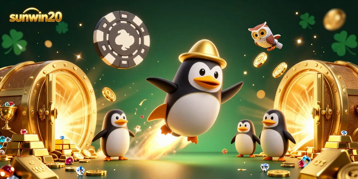 Experience excitement with sunwin20's gaming features in a vibrant casino-inspired scene.